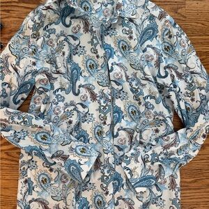 Stylish Paisley Print Casual Shirt - Blue and Brown